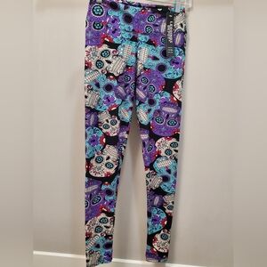 New Leggings Depot super soft black sugar skull leggings